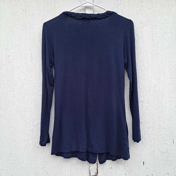 Bobeau Navy Blue Cardigan Ruched Button Down Shirt Small - Picture 6 of 6